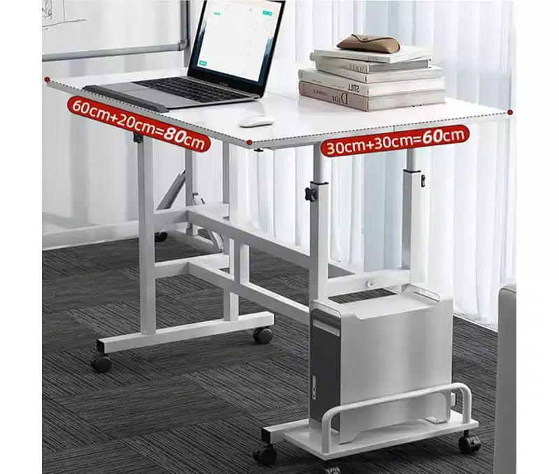 Bureau mobile de 81 cm avec roulettes, table d'ordinateur réglable en hauteur pour bureau à domicile, tapis de marche, poste de travail compact