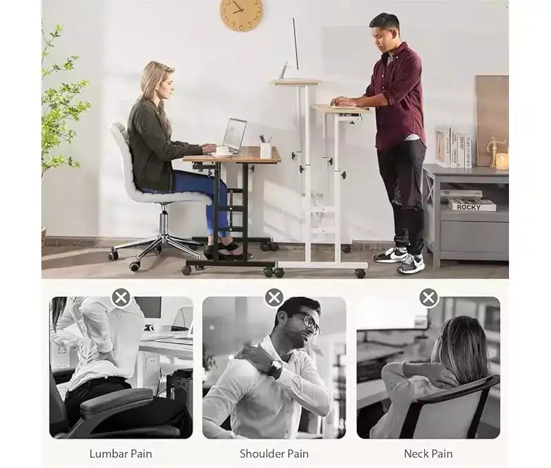 Bureau mobile de 81 cm avec roulettes, table d'ordinateur réglable en hauteur pour bureau à domicile, tapis de marche, poste de travail compact