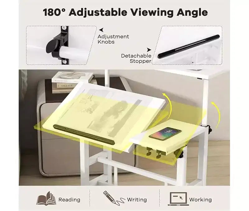 Bureau mobile de 81 cm avec roulettes, table d'ordinateur réglable en hauteur pour bureau à domicile, tapis de marche, poste de travail compact