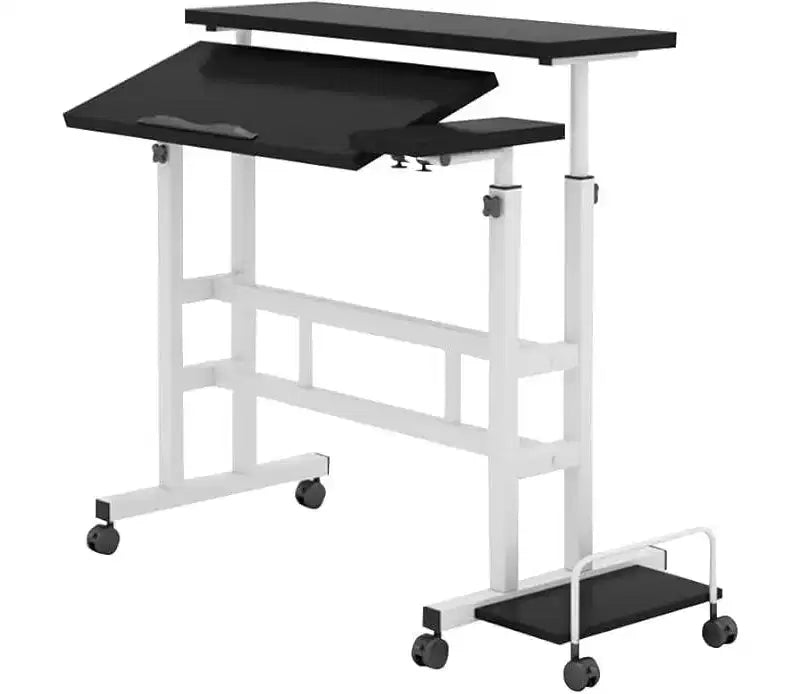 32 Inch Mobile Standing Desk with Wheels, Adjustable Height Rolling Computer Table for Home Office, Treadmill Walking Pad, Compact Workstation