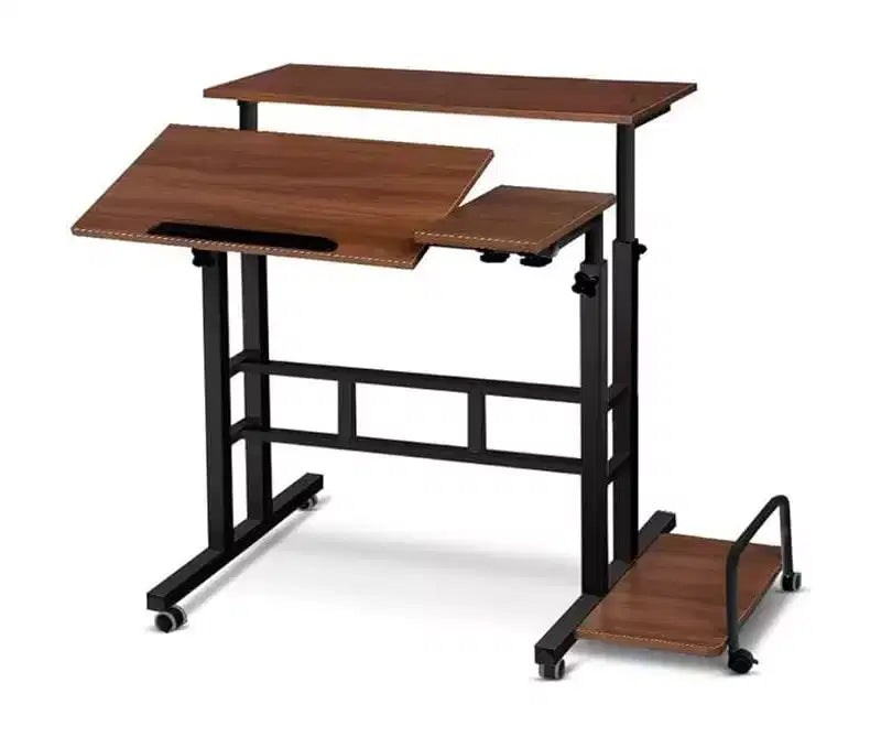 Bureau mobile de 81 cm avec roulettes, table d'ordinateur réglable en hauteur pour bureau à domicile, tapis de marche, poste de travail compact