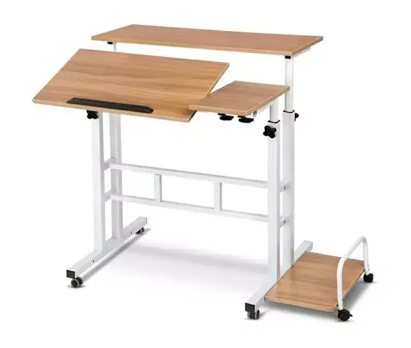 Bureau mobile de 81 cm avec roulettes, table d'ordinateur réglable en hauteur pour bureau à domicile, tapis de marche, poste de travail compact