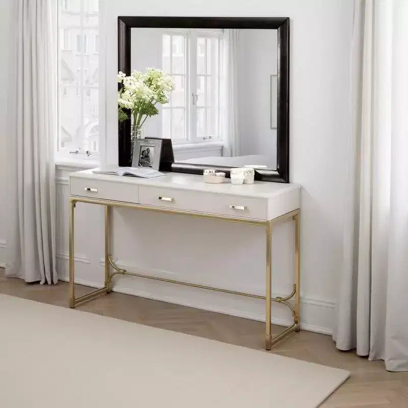 Royal Hampton Dresser Vanity Mirror, 40 Inch Modern Black Solid Wood Frame