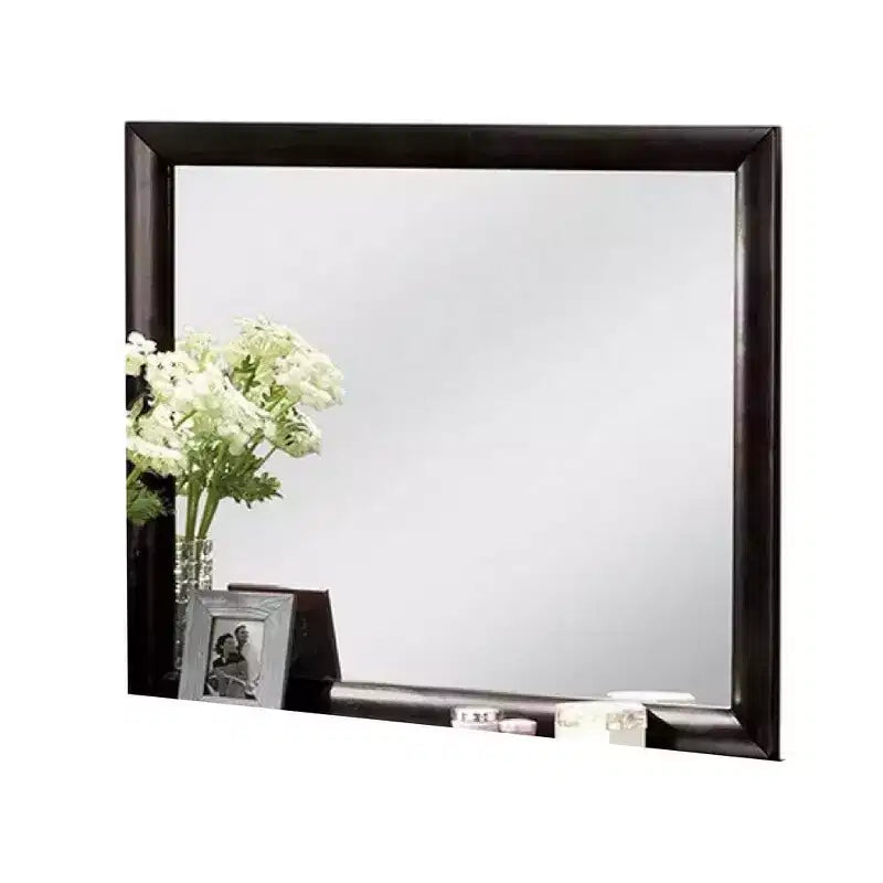 Miroir de coiffeuse, cadre en bois massif noir moderne de 40 pouces