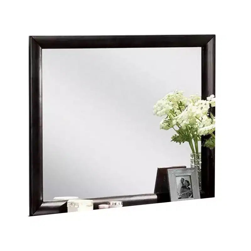 Miroir de coiffeuse, cadre en bois massif noir moderne de 40 pouces