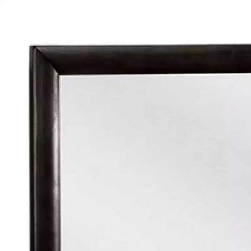 Miroir de coiffeuse, cadre en bois massif noir moderne de 40 pouces