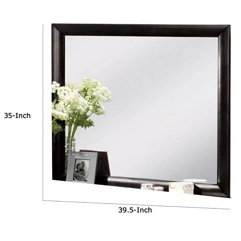 Miroir de coiffeuse, cadre en bois massif noir moderne de 40 pouces