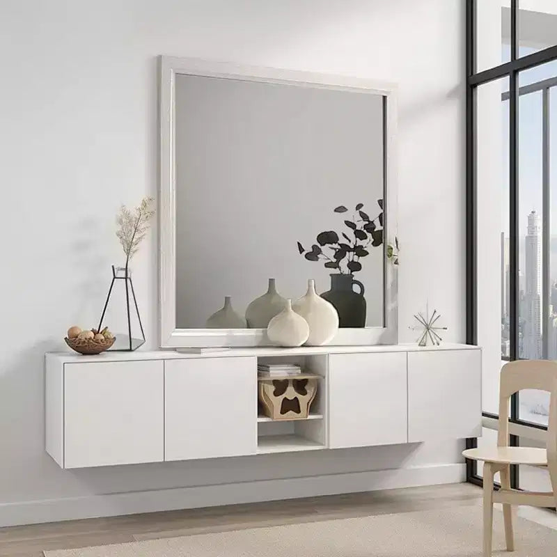 Royal Hampton Dresser Vanity Mirror, 39 Inch Modern Style White Wood Frame