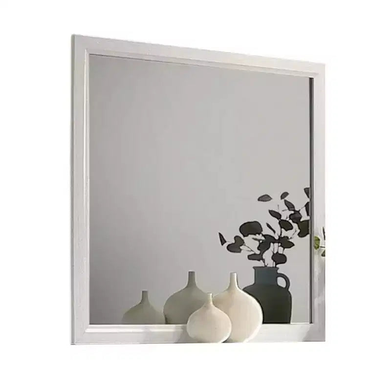 Miroir de coiffeuse, cadre en bois blanc de style moderne de 39 pouces