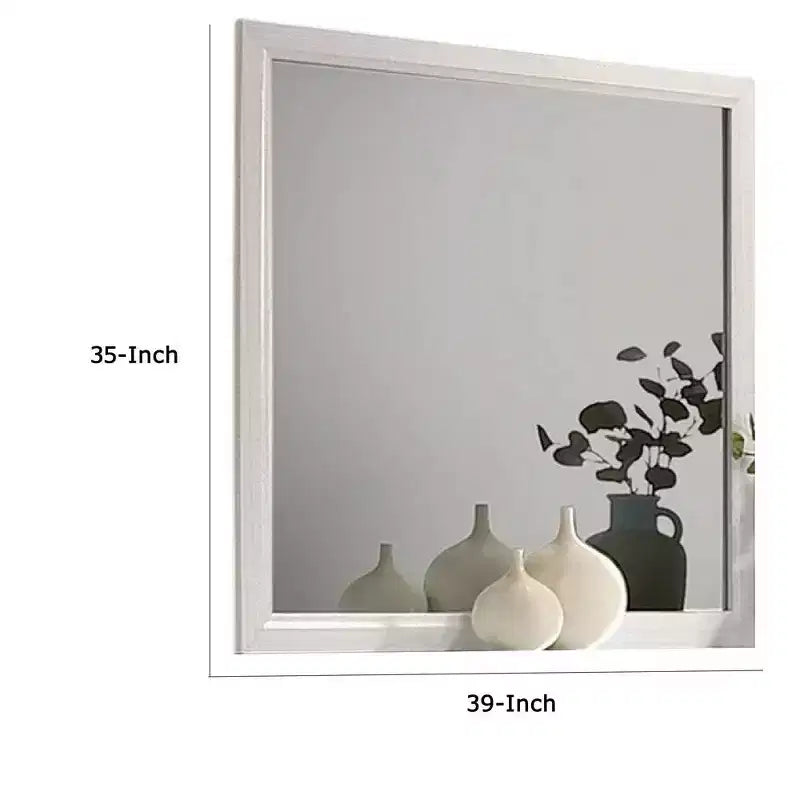 Miroir de coiffeuse, cadre en bois blanc de style moderne de 39 pouces