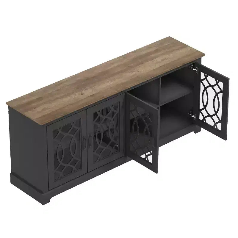 Meuble TV avec portes ajourées et étagères réglables 68,2 L x 17,2 P x 29,3 H