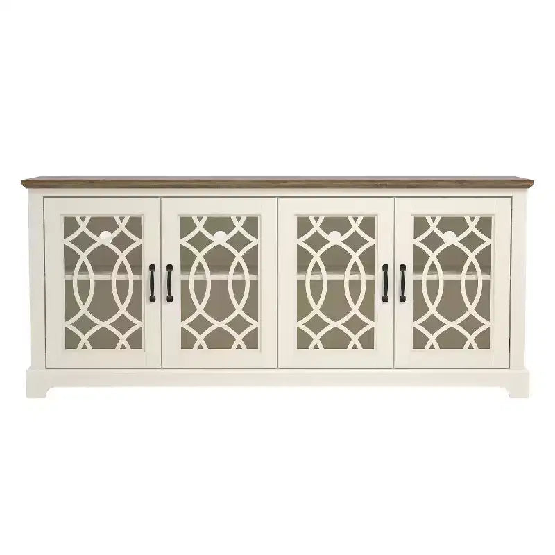 Meuble TV avec portes ajourées et étagères réglables 68,2 L x 17,2 P x 29,3 H