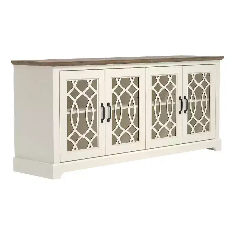 Meuble TV avec portes ajourées et étagères réglables 68,2 L x 17,2 P x 29,3 H
