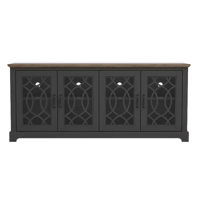 Meuble TV avec portes ajourées et étagères réglables 68,2 L x 17,2 P x 29,3 H