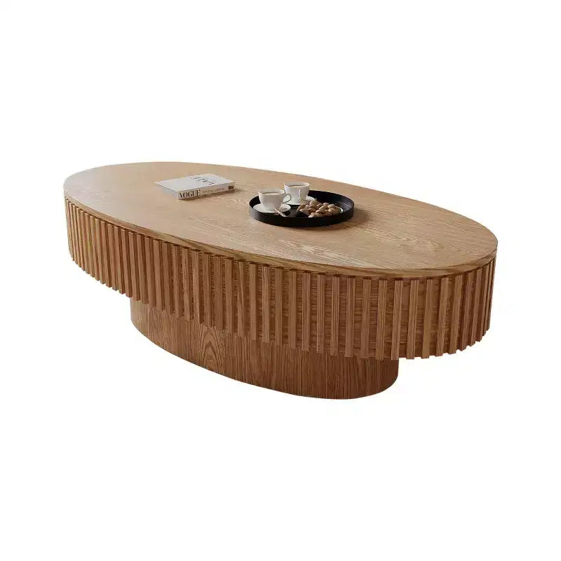 Table basse ovale moderne de 120 cm avec rangement, table d'appoint avec plateau amovible pour salon ou appartement