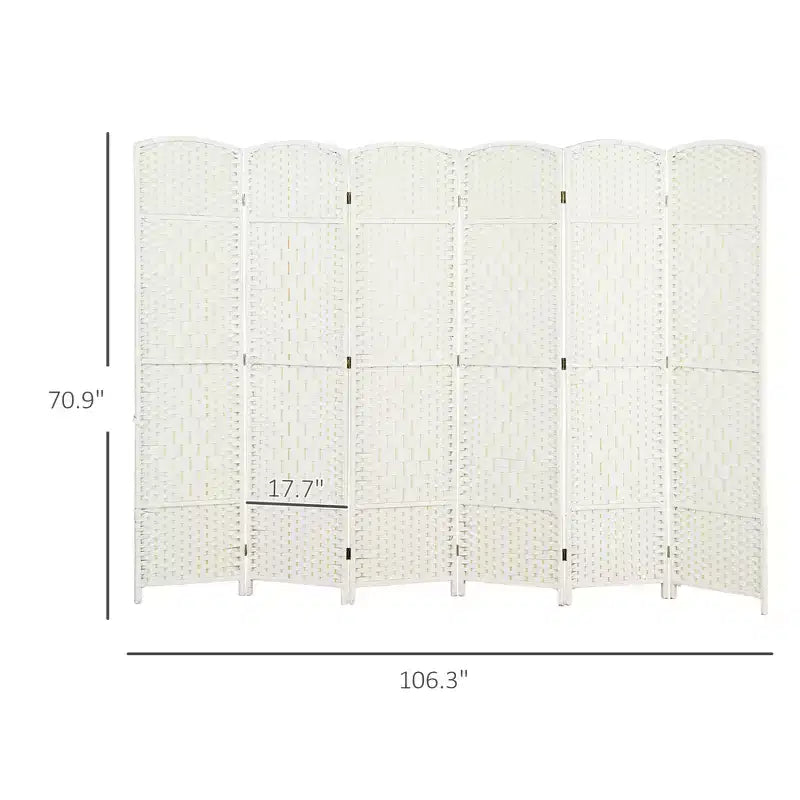 Paravent Pliant 6 Panneaux, 183 cm de Haut, Écran d'Intimité, Séparateur de Pièce Autonome en Bois pour Bureau à Domicile