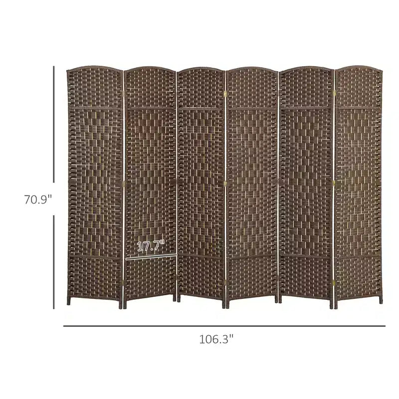 Paravent Pliant 6 Panneaux, 183 cm de Haut, Écran d'Intimité, Séparateur de Pièce Autonome en Bois pour Bureau à Domicile