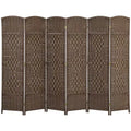 Folding Room Divider Screen 6 Panel 6' Tall Privacy Screen Freestanding Wood Partition for Home Office