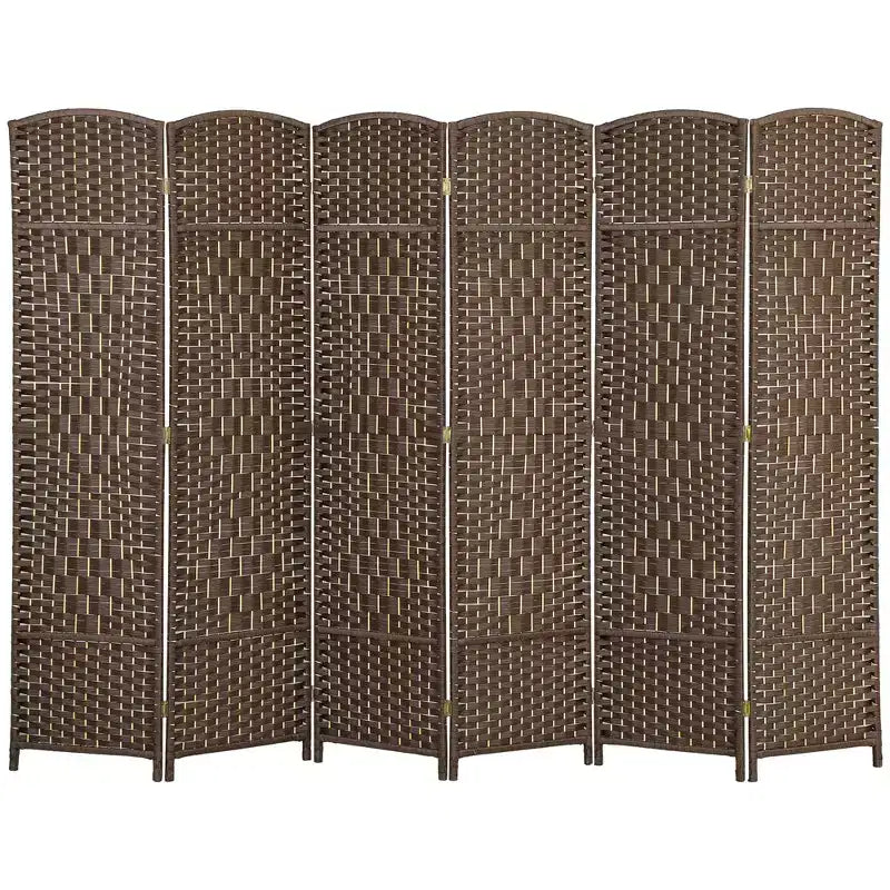 Folding Room Divider Screen 6 Panel 6' Tall Privacy Screen Freestanding Wood Partition for Home Office