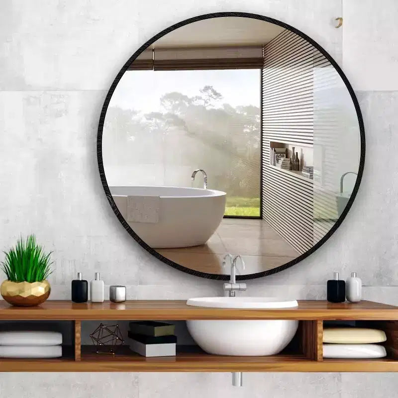 Miroir de salle de bain mural de 39 pouces, miroir mural rond moderne avec cadre métallique pour salle de bain, chambre à coucher