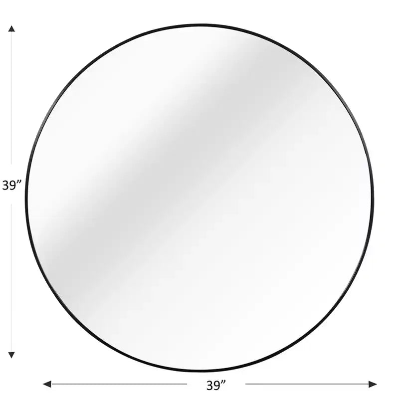 Miroir de salle de bain mural de 39 pouces, miroir mural rond moderne avec cadre métallique pour salle de bain, chambre à coucher