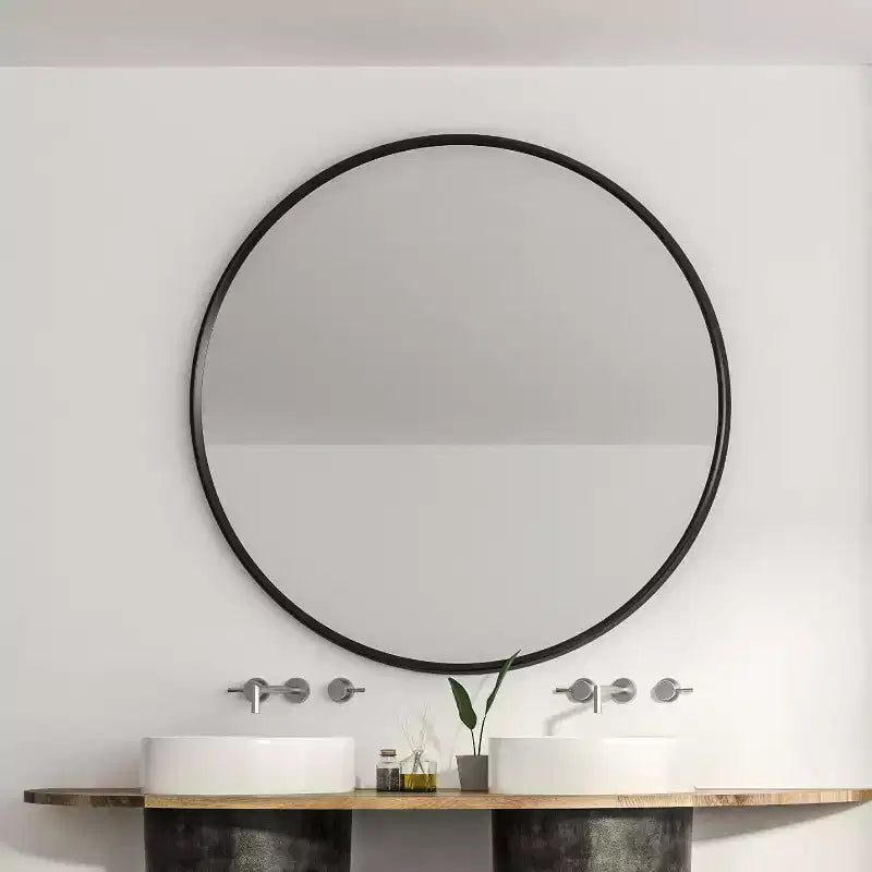 Miroir de salle de bain mural de 39 pouces, miroir mural rond moderne avec cadre métallique pour salle de bain, chambre à coucher