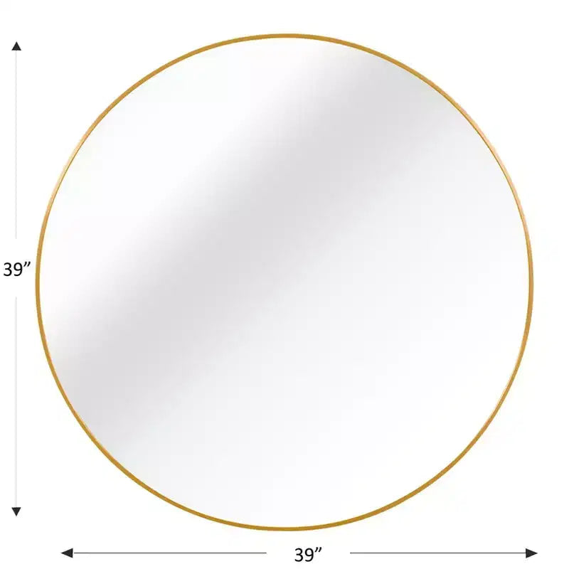 Miroir de salle de bain mural de 39 pouces, miroir mural rond moderne avec cadre métallique pour salle de bain, chambre à coucher