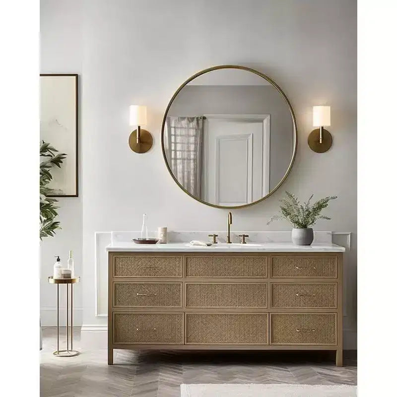 Miroir de salle de bain mural de 39 pouces, miroir mural rond moderne avec cadre métallique pour salle de bain, chambre à coucher