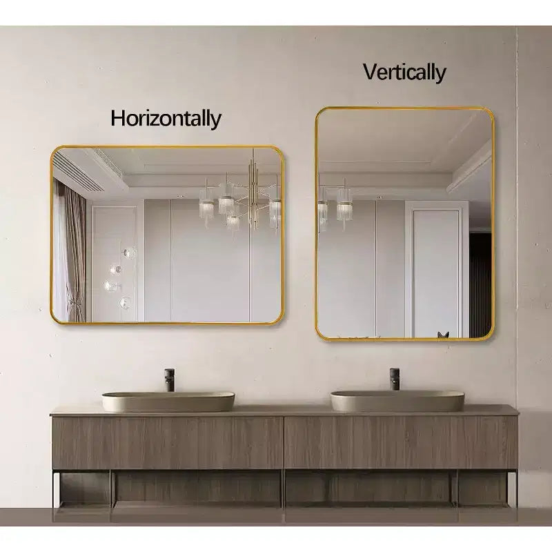 Miroir mural de salle de bain 24x36 pouces, miroir mural rectangulaire moderne avec cadre métallique pour salle de bain, chambre à coucher