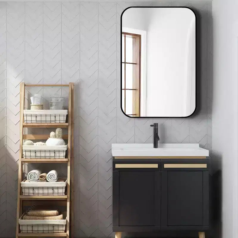 Miroir mural de salle de bain 24x36 pouces, miroir mural rectangulaire moderne avec cadre métallique pour salle de bain, chambre à coucher