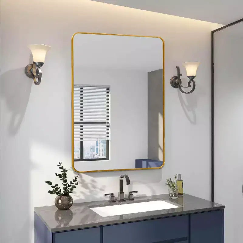 Miroir mural de salle de bain 24x36 pouces, miroir mural rectangulaire moderne avec cadre métallique pour salle de bain, chambre à coucher