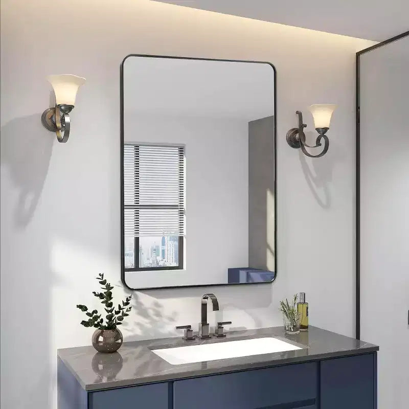 Miroir mural de salle de bain 24x36 pouces, miroir mural rectangulaire moderne avec cadre métallique pour salle de bain, chambre à coucher