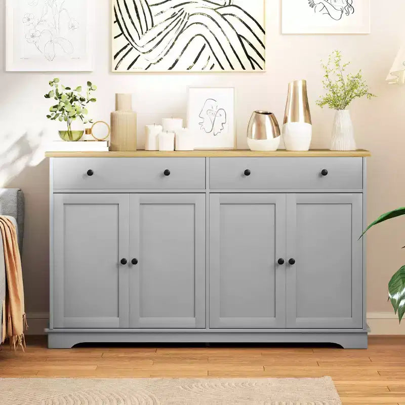 Bahut moderne, Meuble de rangement avec tiroirs, Étagères réglables pour salon, salle à manger, entrée