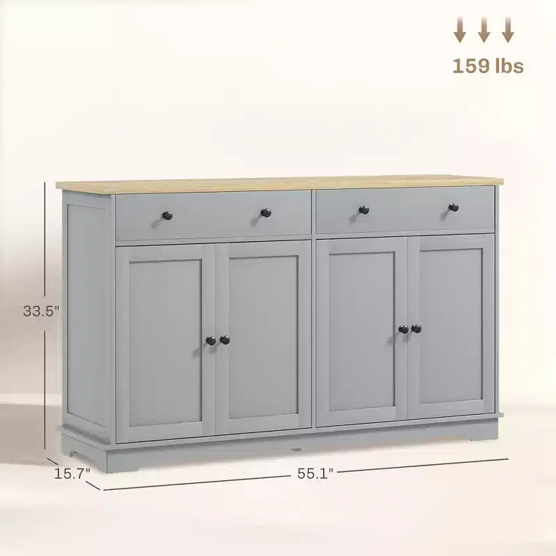 Bahut moderne, Meuble de rangement avec tiroirs, Étagères réglables pour salon, salle à manger, entrée