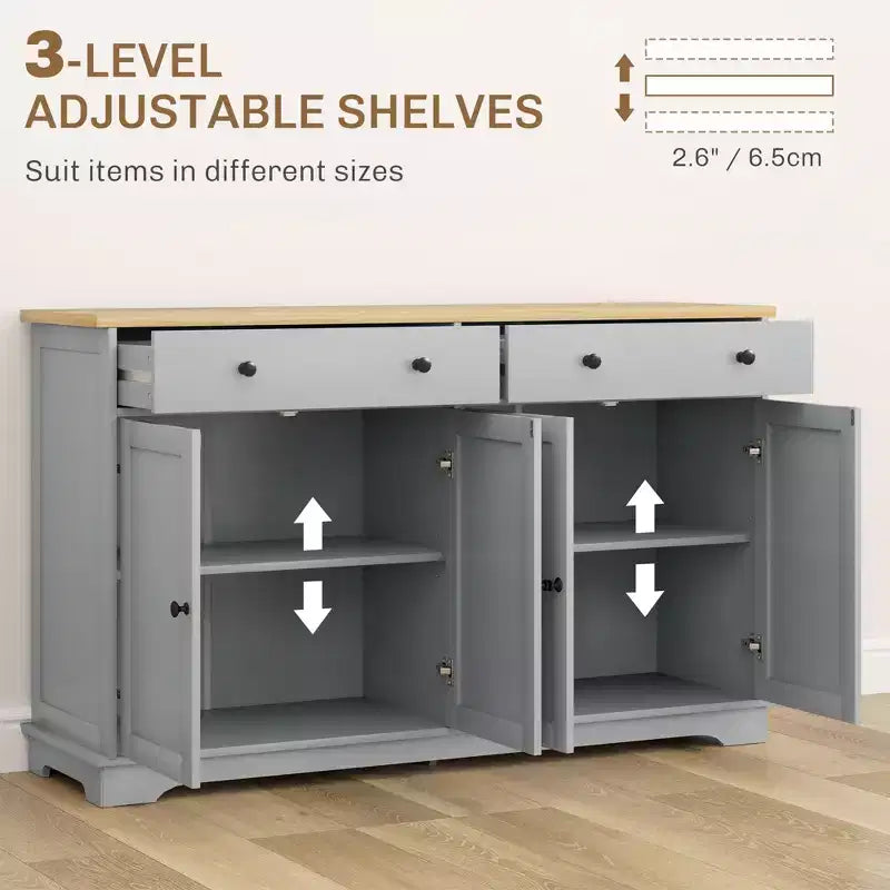 Bahut moderne, Meuble de rangement avec tiroirs, Étagères réglables pour salon, salle à manger, entrée