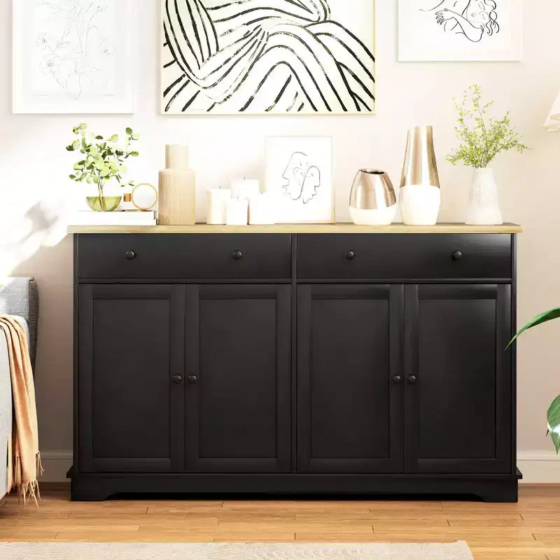 Bahut moderne, Meuble de rangement avec tiroirs, Étagères réglables pour salon, salle à manger, entrée