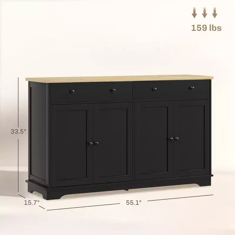 Bahut moderne, Meuble de rangement avec tiroirs, Étagères réglables pour salon, salle à manger, entrée