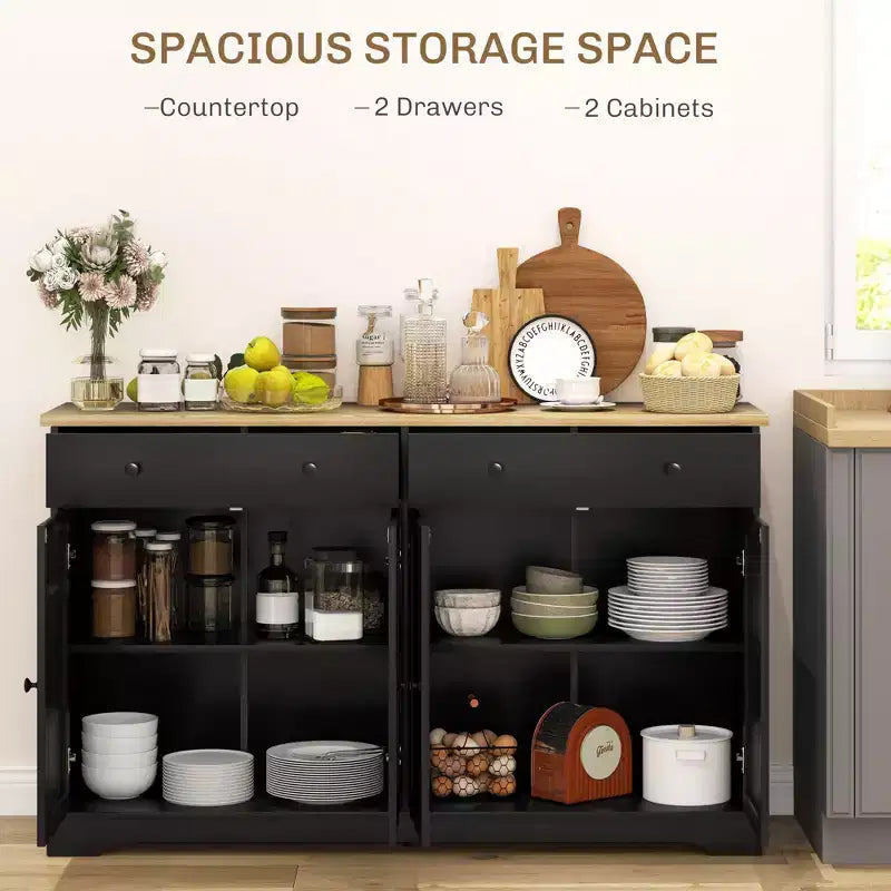 Bahut moderne, Meuble de rangement avec tiroirs, Étagères réglables pour salon, salle à manger, entrée