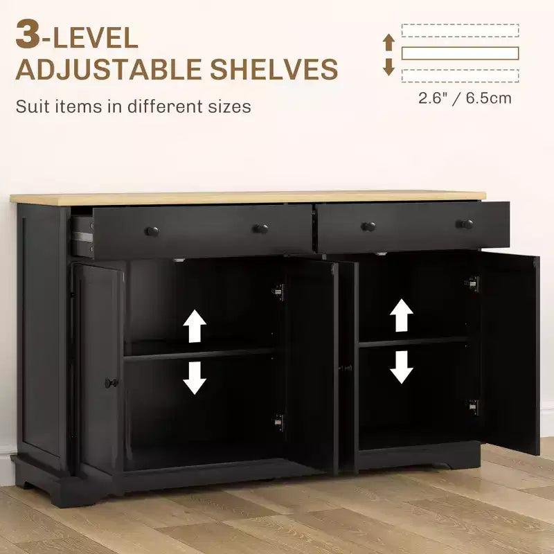 Bahut moderne, Meuble de rangement avec tiroirs, Étagères réglables pour salon, salle à manger, entrée
