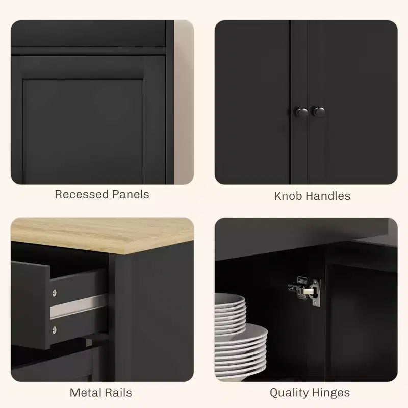 Bahut moderne, Meuble de rangement avec tiroirs, Étagères réglables pour salon, salle à manger, entrée