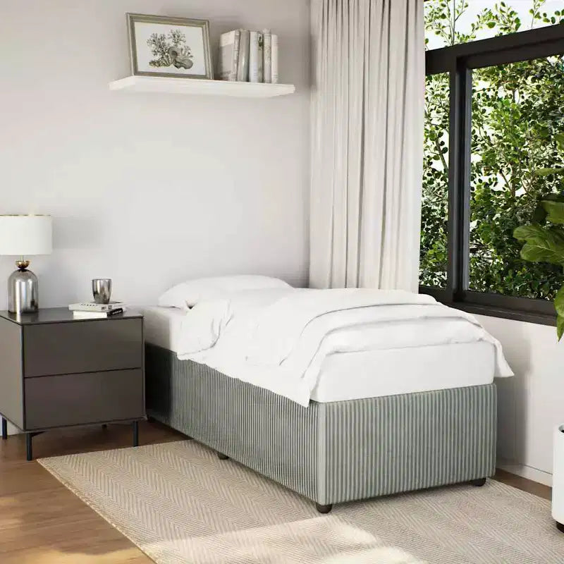 Bed Frame Sturdy Rectangular Modern Twin XL Bed Light Grey