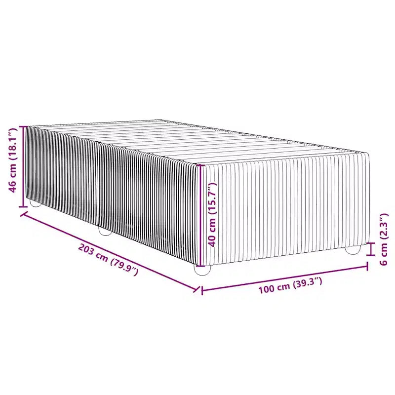 Cadre de lit robuste rectangulaire moderne Twin XL Gris clair