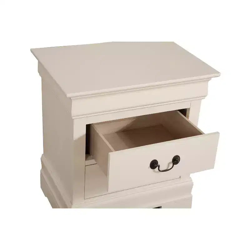 Table de chevet rectangulaire plaquée 2 tiroirs finition beige 61 cm (H) x 56 cm (l) pour salon et chambre