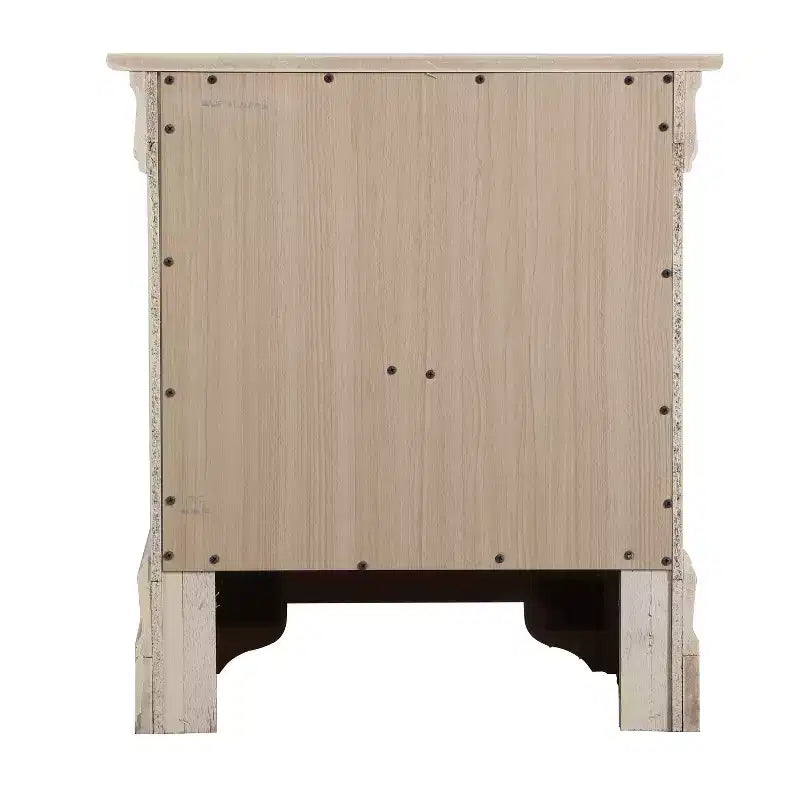Table de chevet rectangulaire plaquée 2 tiroirs finition beige 61 cm (H) x 56 cm (l) pour salon et chambre