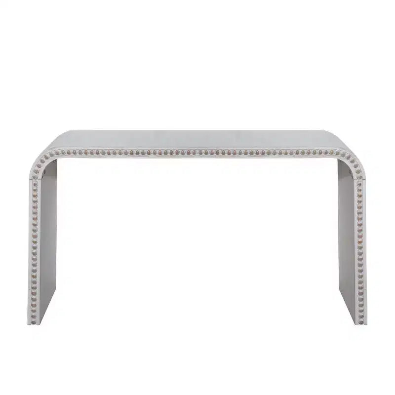 Console Waterfall de 59 pouces avec Bordure Perlée, Table d'entrée Longue et Courbe Style Bohème Ferme pour Salon, Foyer