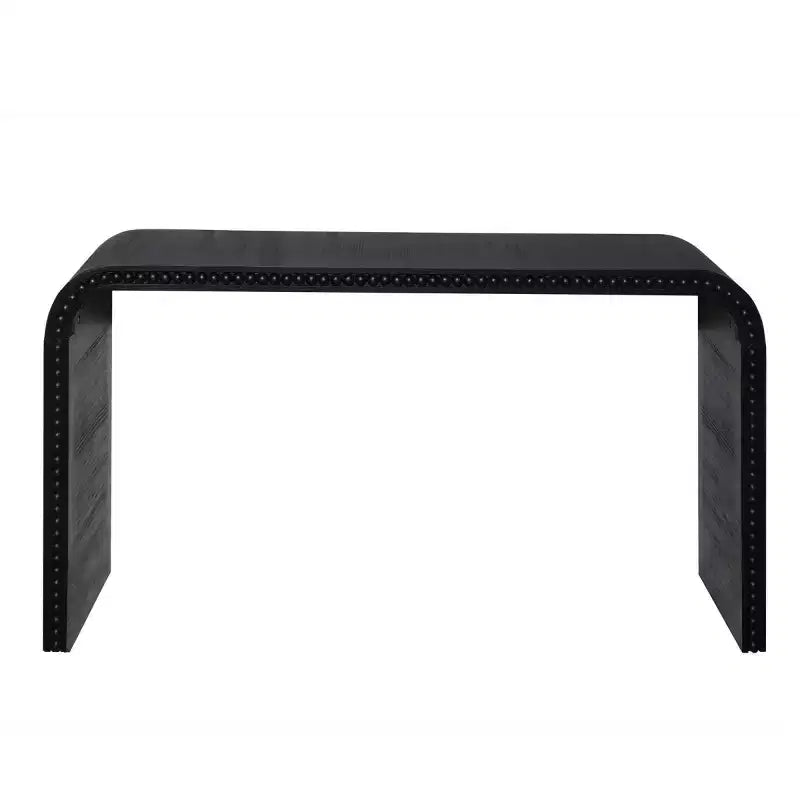 Console Waterfall de 59 pouces avec Bordure Perlée, Table d'entrée Longue et Courbe Style Bohème Ferme pour Salon, Foyer