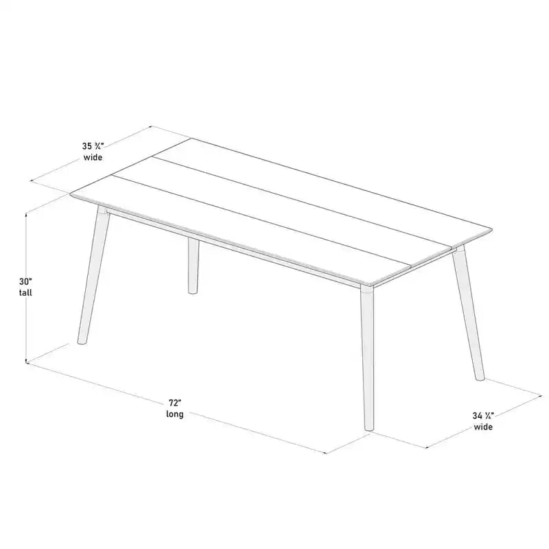 Table à manger rectangulaire Mid-Century Modern (72 po / 1830 mm)