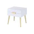 Royal Hampton Square End Table with Drawers, White & Gold