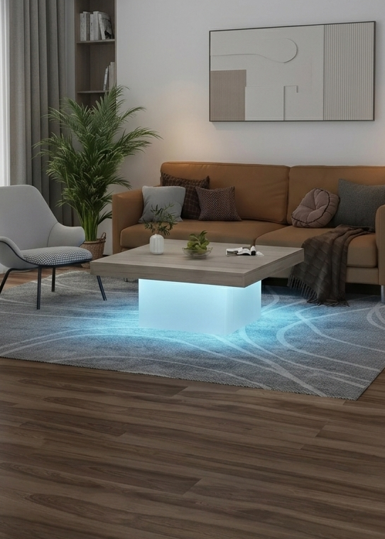 Table basse carrée, tables de salon de 89 cm, tables basses modernes, table à cocktail pour bureau à domicile, appartement, salle de lecture, gris